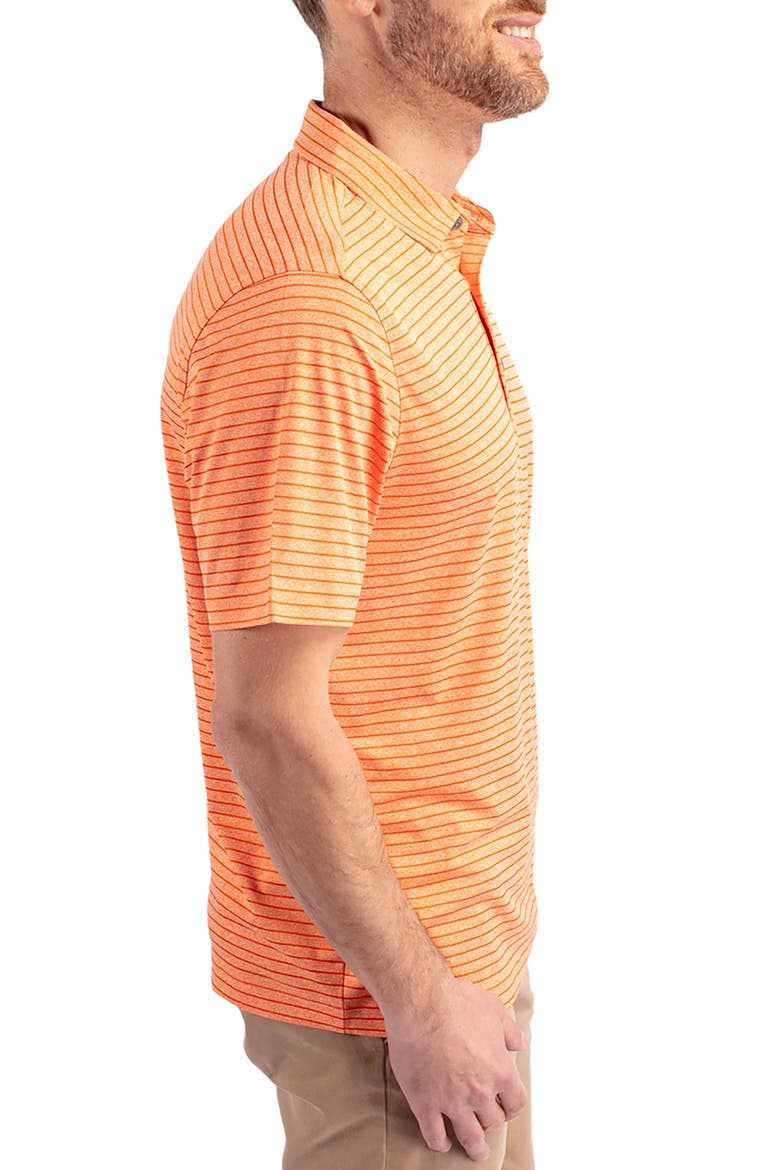 Forge Heather Stripe Recycled Blend Polo, Alternate, color, COLLEGE ORANGE HEATHER