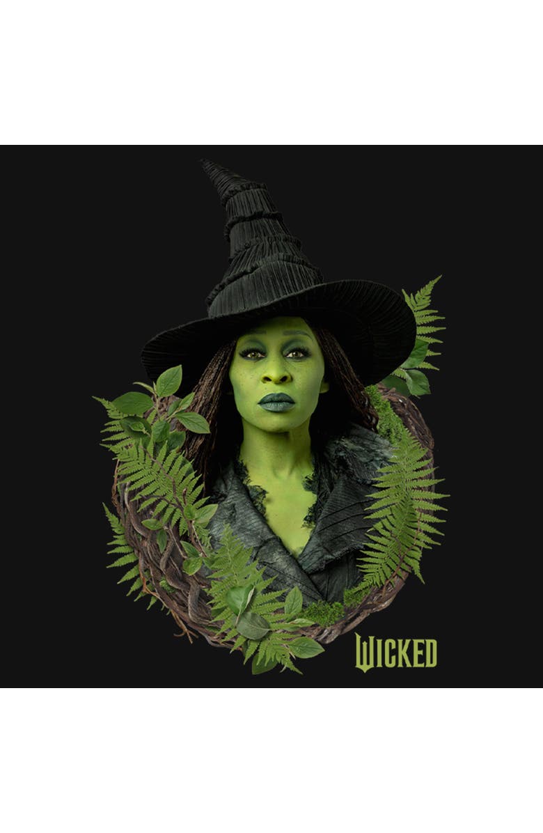 Wicked: For Good Girl's Wicked For Good Elphaba Forest Portrait  Graphic T-Shirt, Alternate, color, Black
