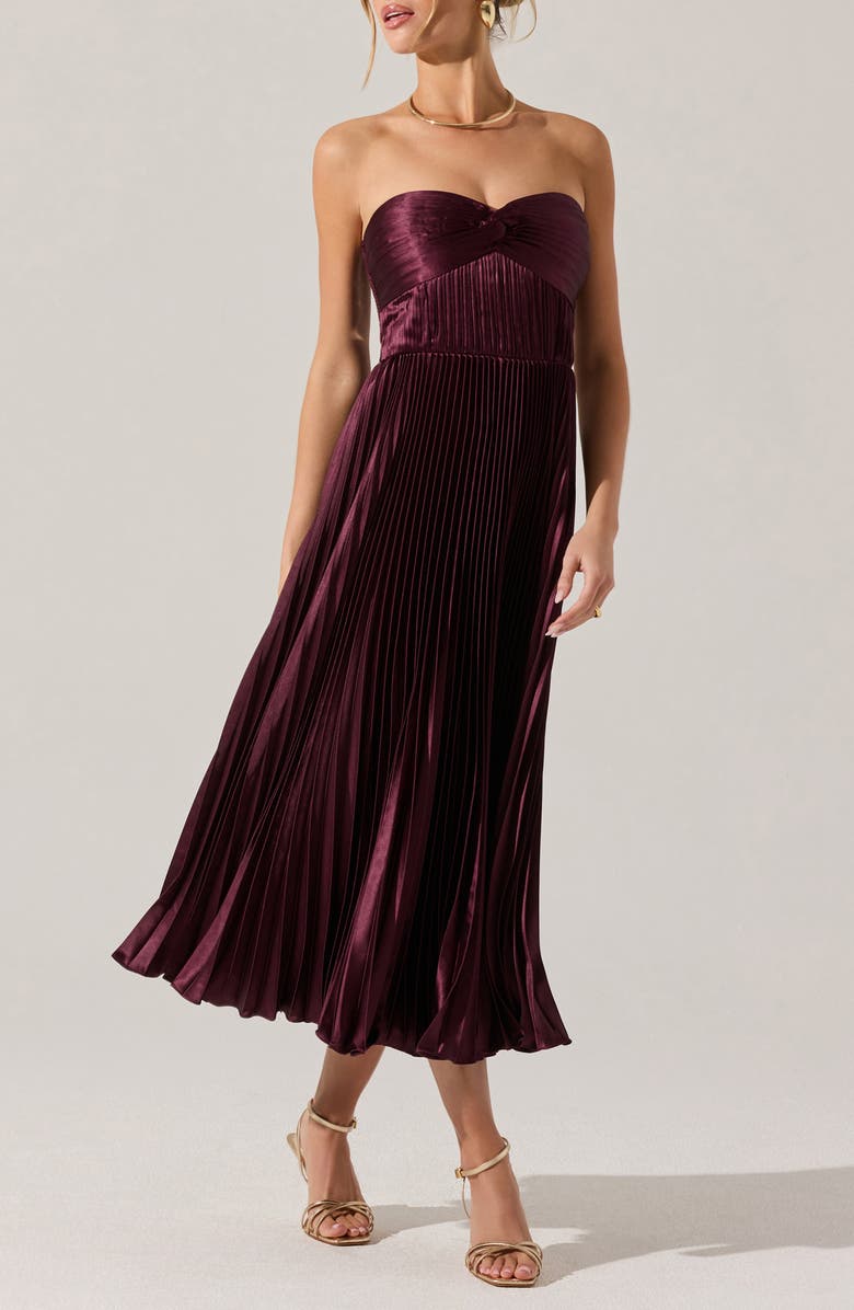 ASTR the Label Ascella Strapless A-Line Dress, Alternate, color, Wine