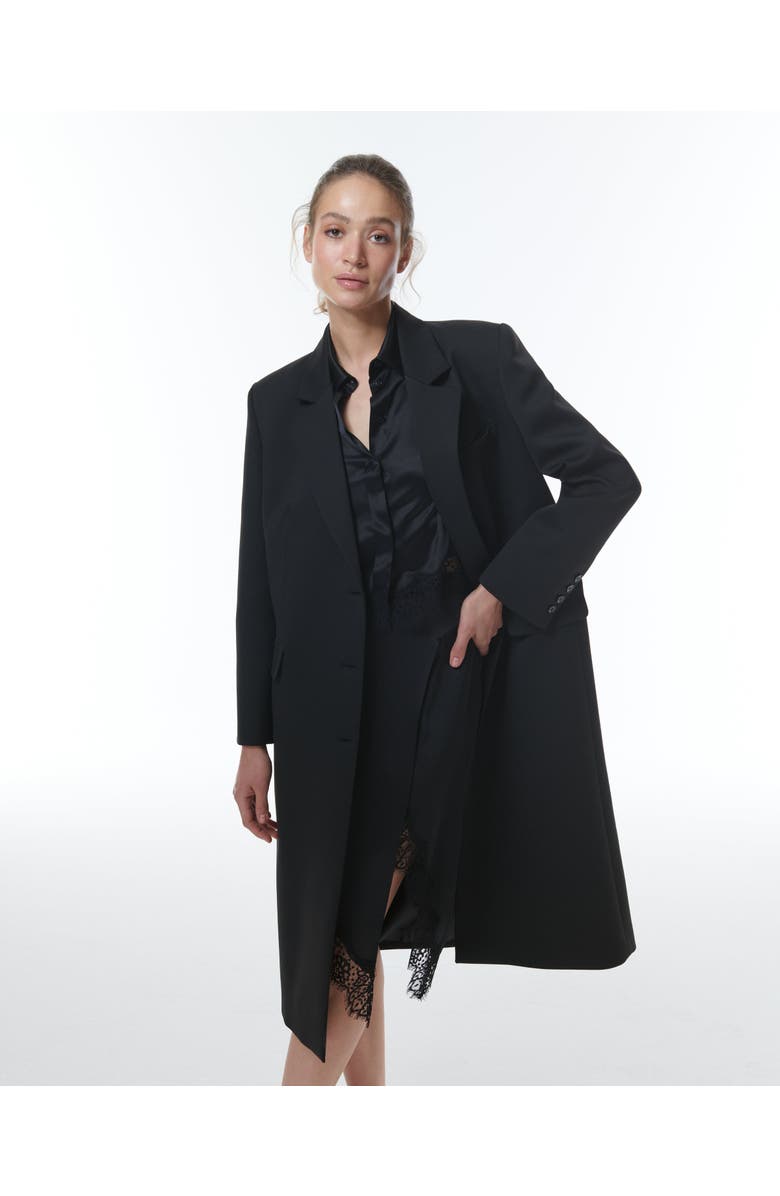 THEO The Label Aphrodite Zip Sleeve Duster Coat, Alternate, color, Black