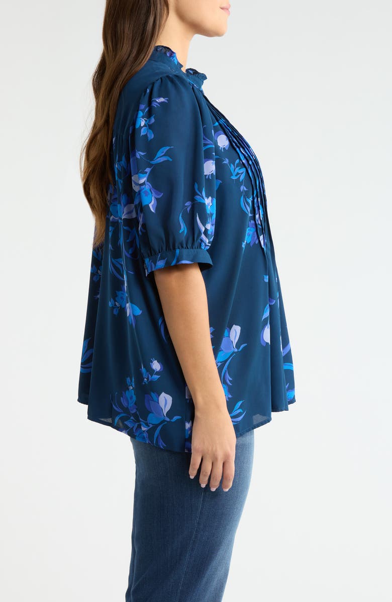 SUGARLIPS Niva Floral Elysia Pleated Top, Alternate, color, Navy-Blues
