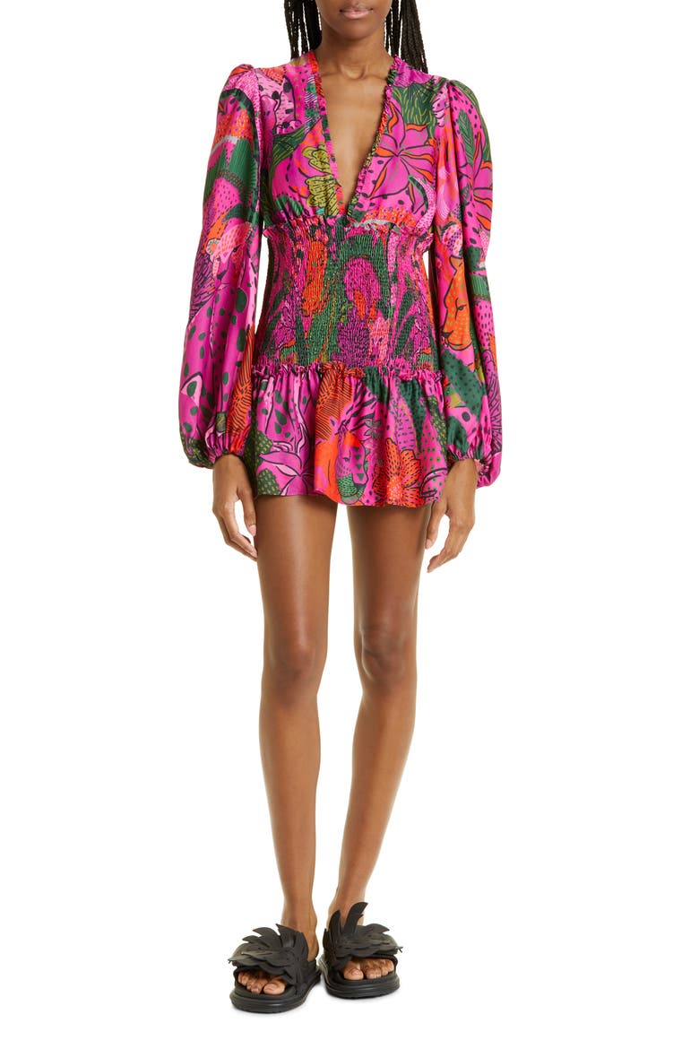 Leopards Long Sleeve Minidress, Main, color, COOL LEOPARDS PINK