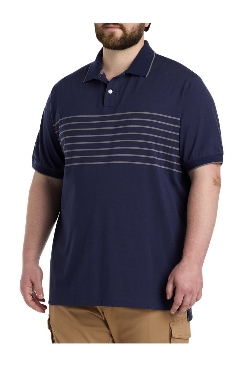 Chest-Striped Polo Shirt, Main, color, BLUE GREY