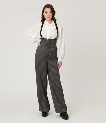 Unique Vintage Thelma High Waist Suspender Pants | Nordstrom
