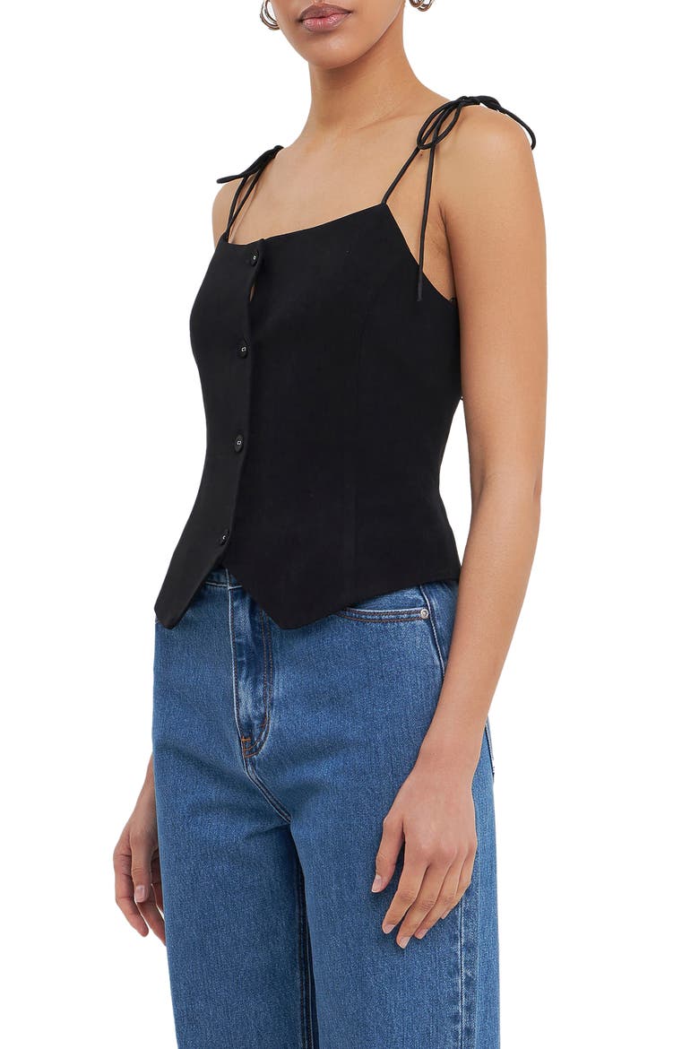 Shoulder Tie Vest, Alternate, color, BLACK