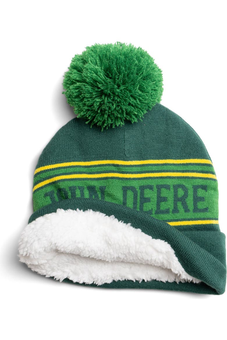 Fleece Lined Beanie Hat, Alternate, color, Forest Green Yellow