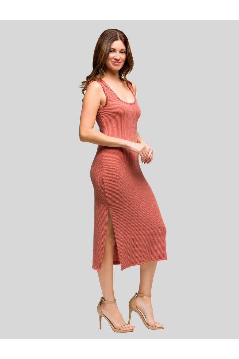 Fitted Sleeveless Side Slit Midi Dress, Alternate, color, Brick