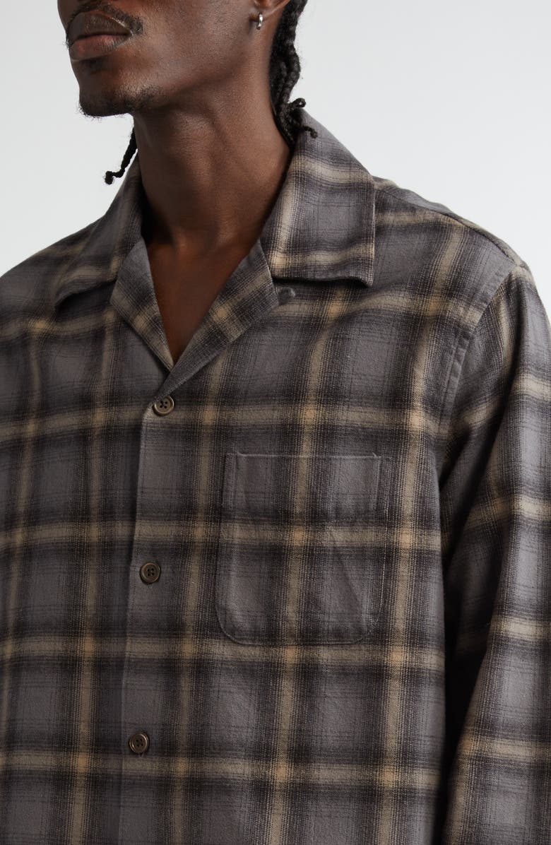 OUR LEGACY Heusen Brushed Plaid Long Sleeve Flannel Camp Shirt, Alternate, color,