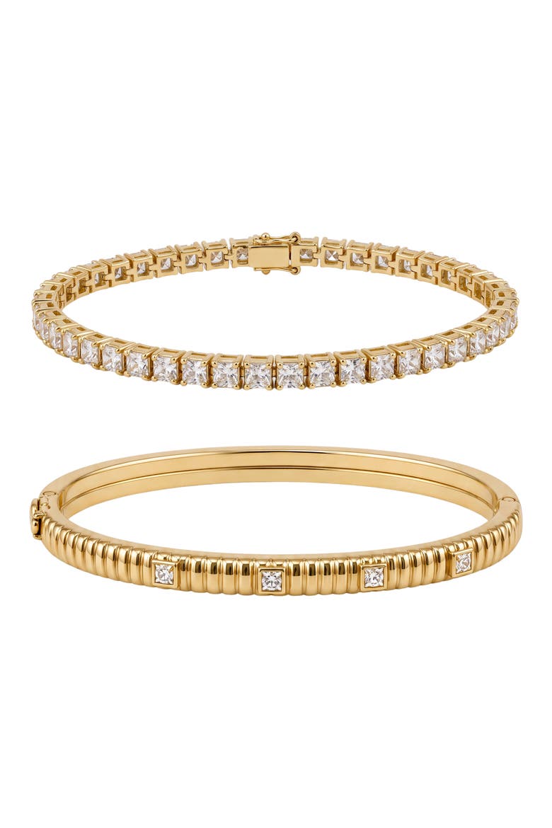 Brady Set of 2 Cubic Zirconia Bracelets, Main, color, GOLD