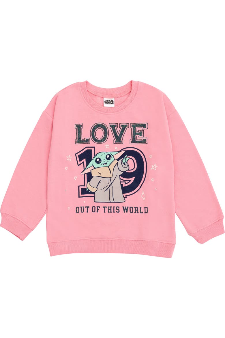 The Mandalorian Grogu 2-Piece Sweatshirt and Pleated Skirt Set, Alternate, color, Grogu Pink Plaid