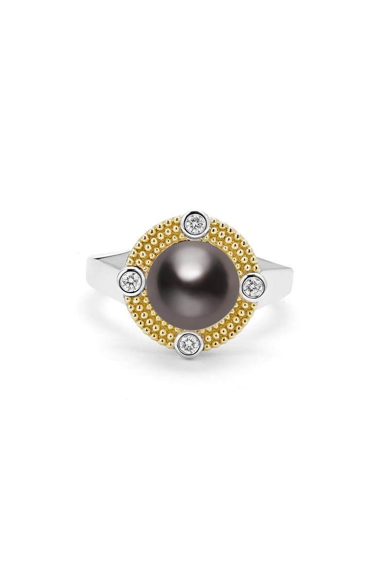 Luna Freshwater Pearl & Diamond Lux Ring, Alternate, color, LUNA BLK