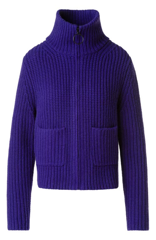 Akris Punto Chunky Virgin Wool & Cashmere Zip-up Cardigan In Purple