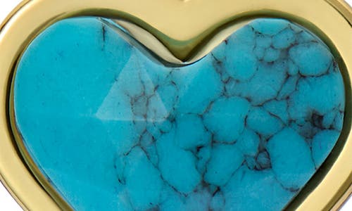 Ted Baker Faris Faceted Stoned Heart Stud Earrings In Gold Tone Turquoise