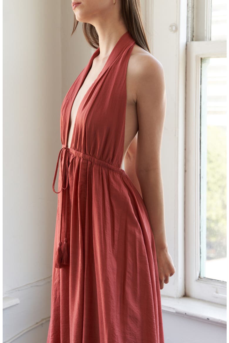 Open Back Halter Maxi Dress, Alternate, color, RUST