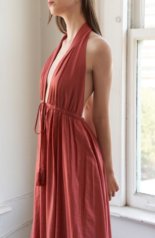 Freemarket Open Back Halter Maxi Dress In Rust