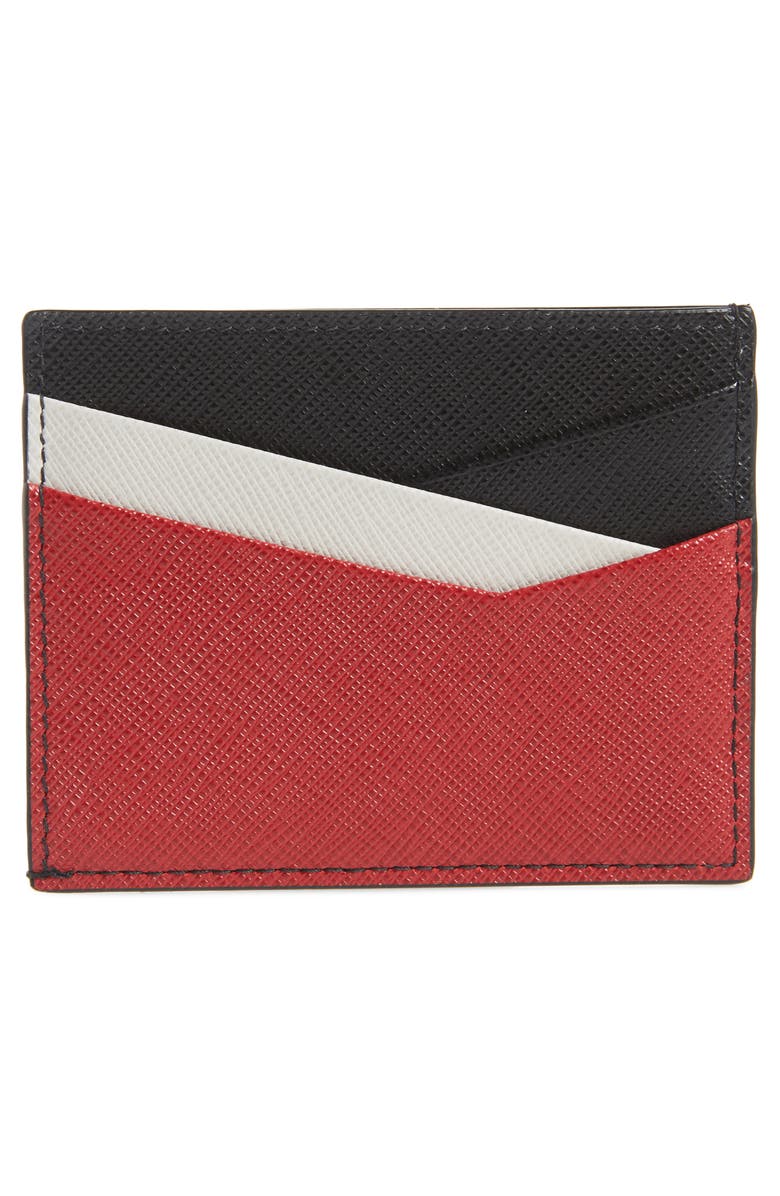 Prada Saffiano Cross Leather Card Case, Alternate, color, 