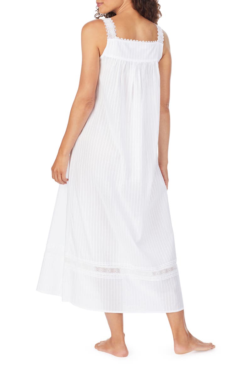 Sleeveless Cotton Nightgown, Alternate, color, WHITE