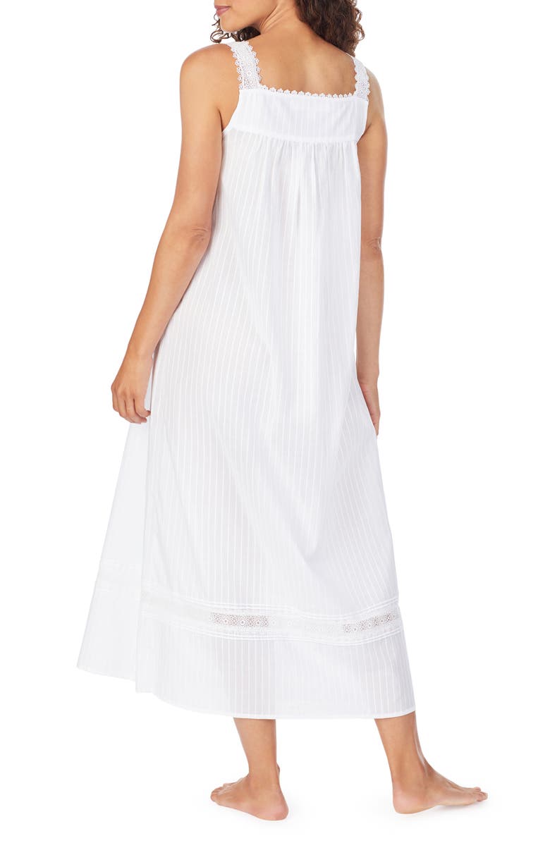 Eileen West Sleeveless Cotton Nightgown, Alternate, color, White