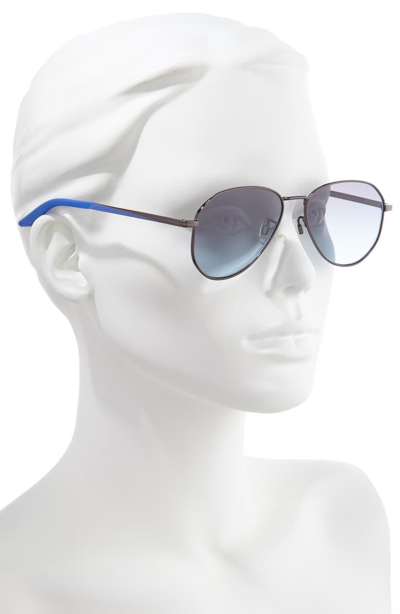 Nike Ascendant 57mm Tinted Aviator Sunglasses, Alternate, color, Gun/ Racer Blue/ Blue Grad