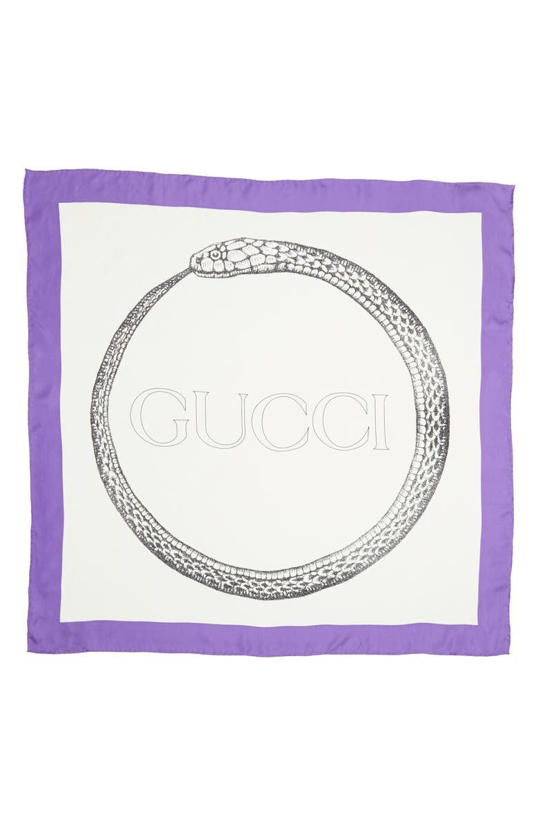 Gucci Ouroboros Square Foulard Silk Scarf, Main, color, 