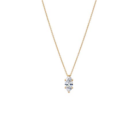Lab Grown Diamond Marquise Solitaire Necklace 14K