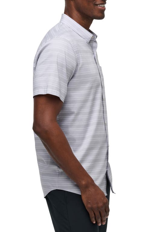 Travismathew On The Table Stripe Short Sleeve Stretch Button-up Shirt In Micro Chip