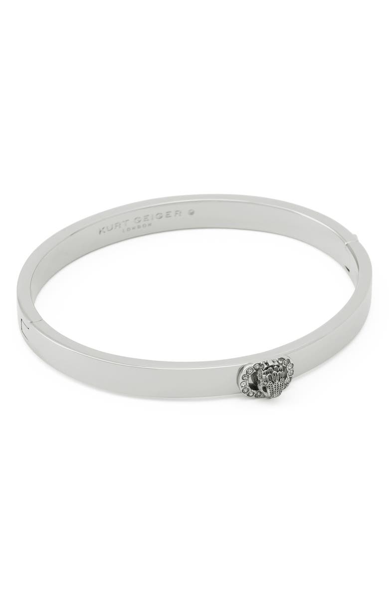Kurt Geiger London Chelsea Eagle Head Hinge Bangle, Main, color, Rhodium
