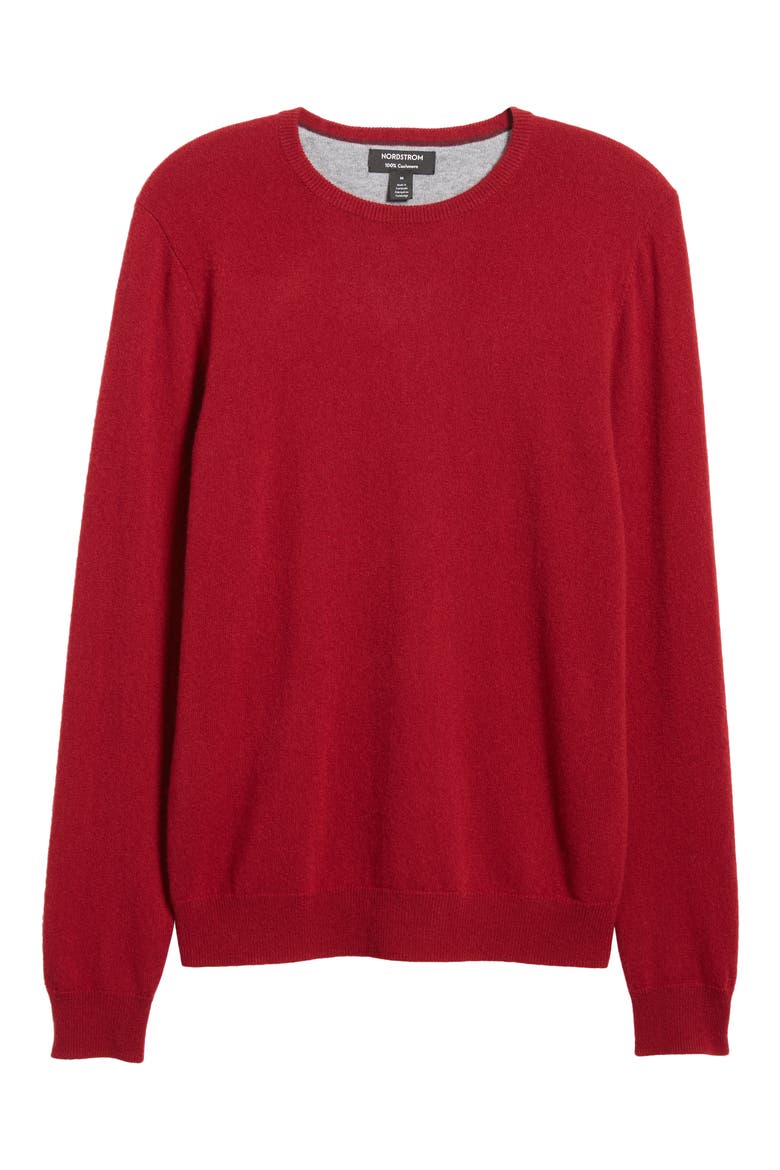 Cashmere Crewneck Sweater, Alternate, color, RED CHILI