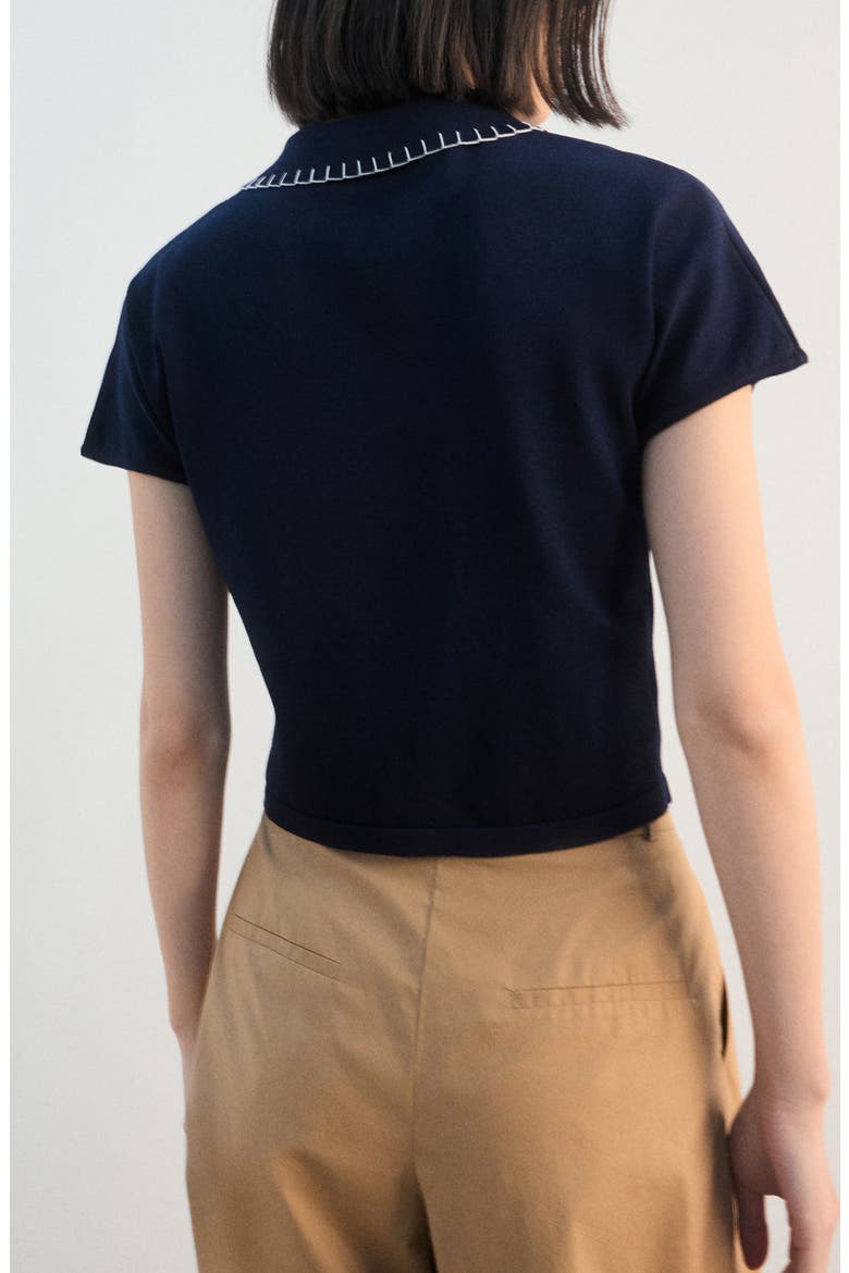 Whipstitch Polo Sweater, Alternate, color, NAVY