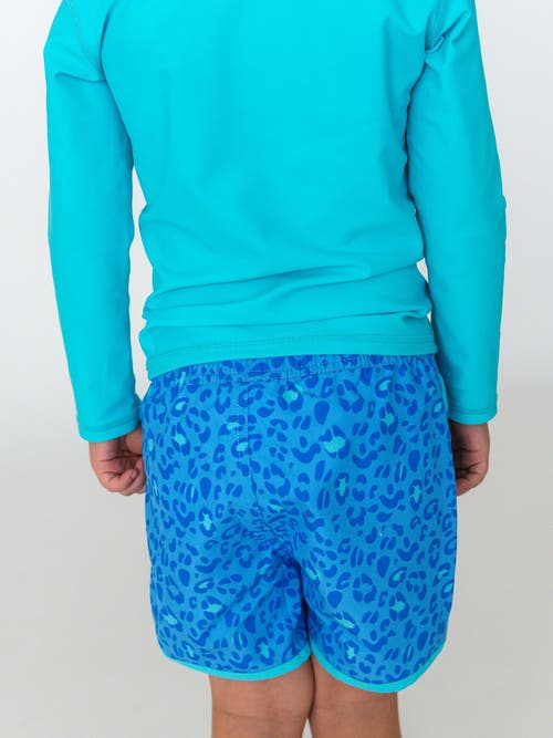 Ruggedbutts Boys Upf50+ Sun Protected Dolphin Hem Swim Trunks In Blue