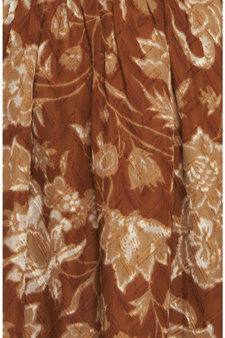 Floral Smocked Long Sleeve Minidress, Alternate, color, BROWN