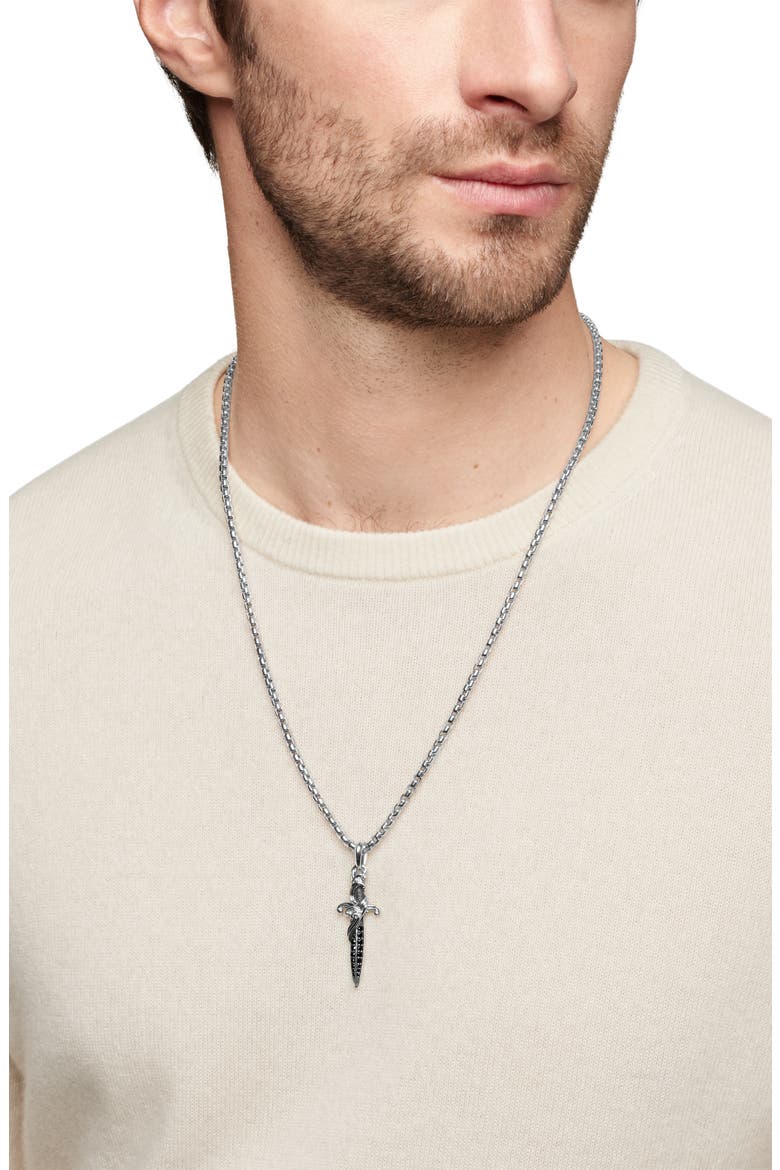 Waves Dagger Amulet with Black Diamonds, Alternate, color, BLACK