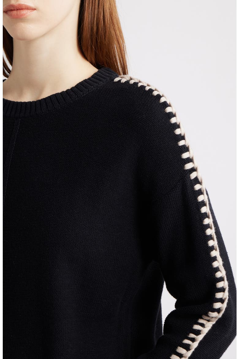 Lace Up Relaxed Sweater, Alternate, color, BLACK ONYX