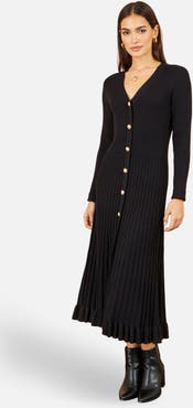 Yumi Long Sleeve Ribbed Midi Knit Dress