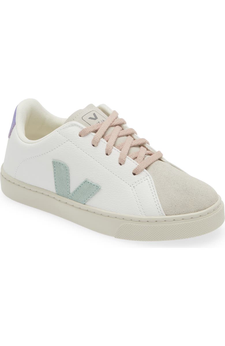Veja Kids' Small Esplar Leather Sneaker, Main, color, Extra White Matcha Lavander