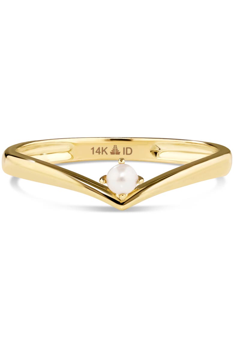 Freshwater Pearl Chevron Ring in 14K Gold, 3mm, Main, color, Yellow Gold