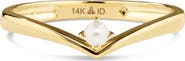 DEVATA Freshwater Pearl Chevron Ring in 14K Gold, 3mm