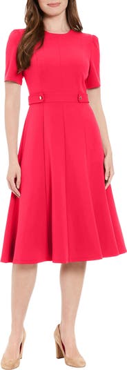 London Times Petite Fit & Flare Scuba Crepe Midi Dress - Persimmon - Size 12P London Times Petite Fit & Flare Scuba Crepe Midi Dress - Persimmon - Size 12P