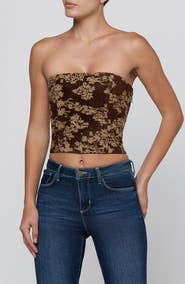 L'AGENCE Paulette Strapless Crop Corset Top