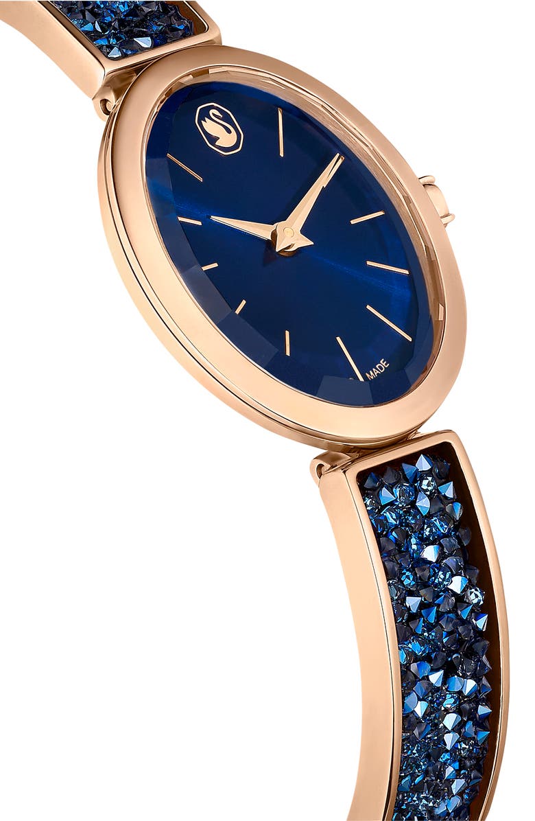 Swarovski Crystal Rock Oval Bracelet Watch, 26mm x 29mm, Alternate, color, Blue