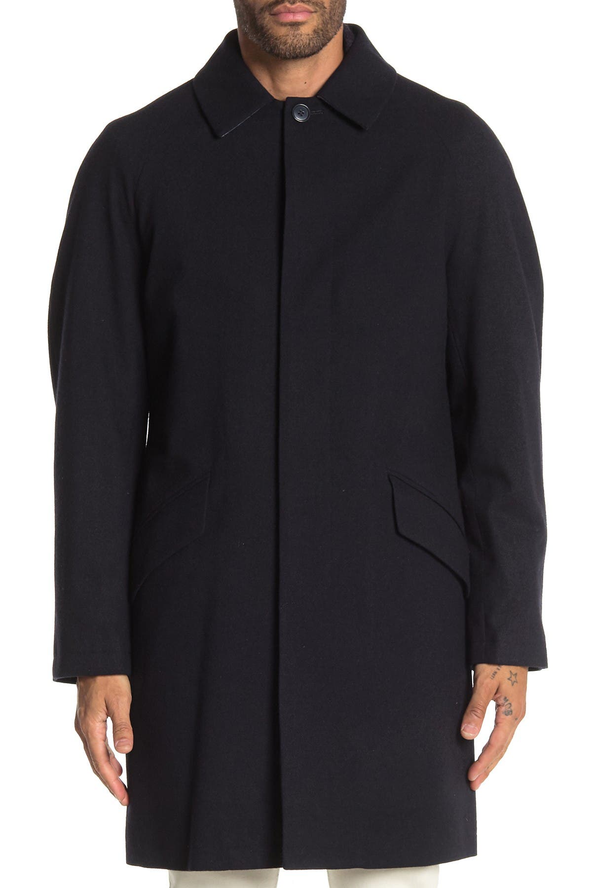 DKNY Basketweave Spread Collar Coat (Men) | Nordstromrack