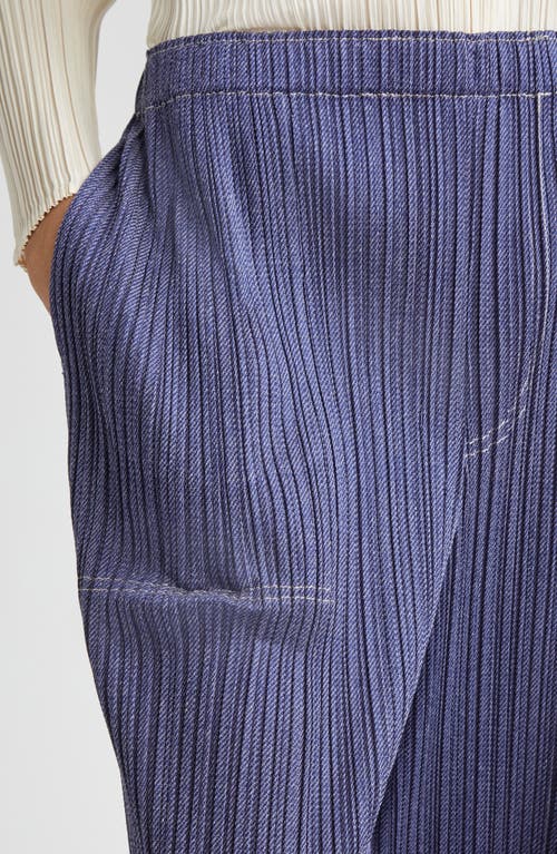 Issey Miyake Pleats Please  Trompe L'oeil Pleated Straight Leg Pants In Blue