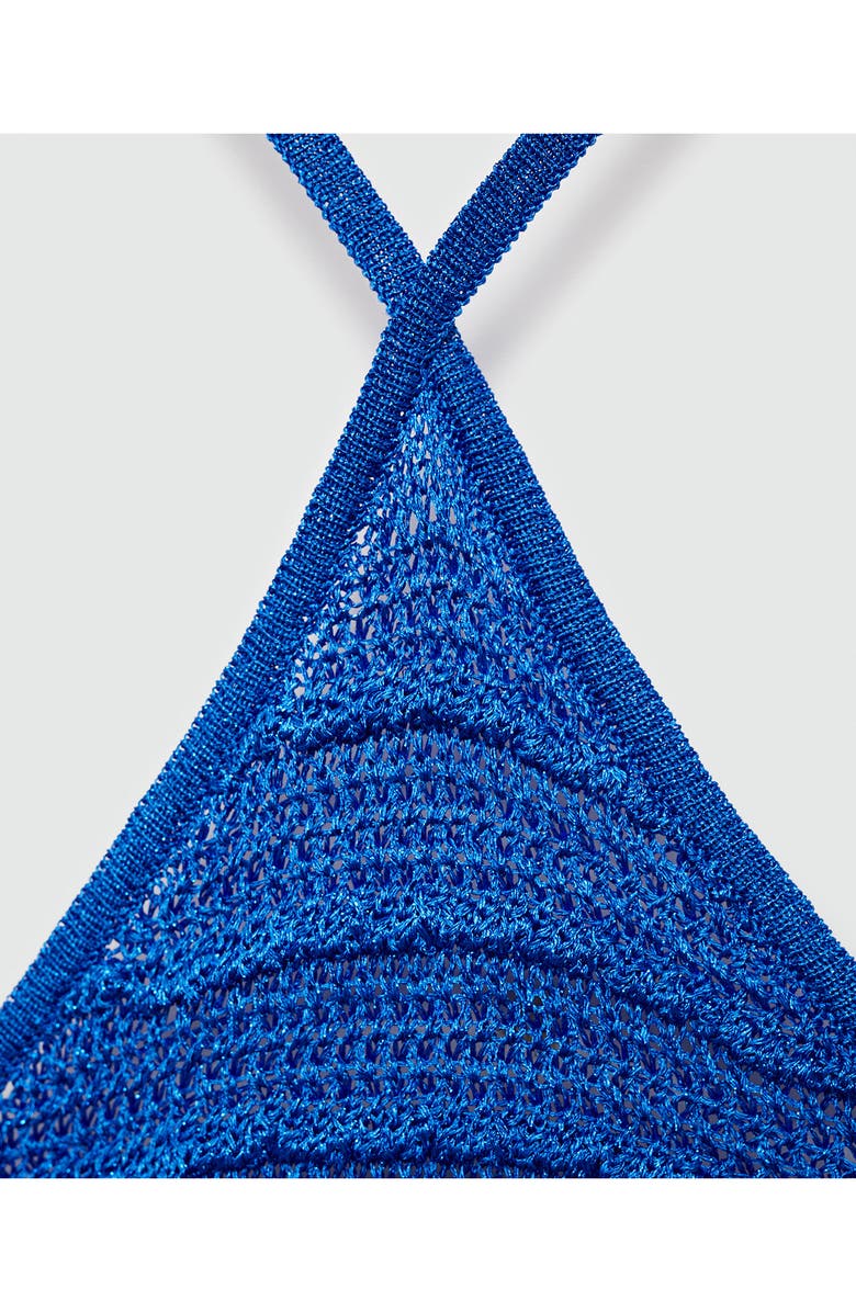 MANGO Metallic Textured Knit Halter Dress, Alternate, color,