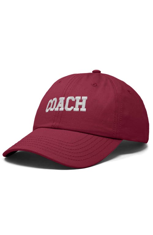 Dalix Coach Embroidered Sports Dad Cap In Maroon