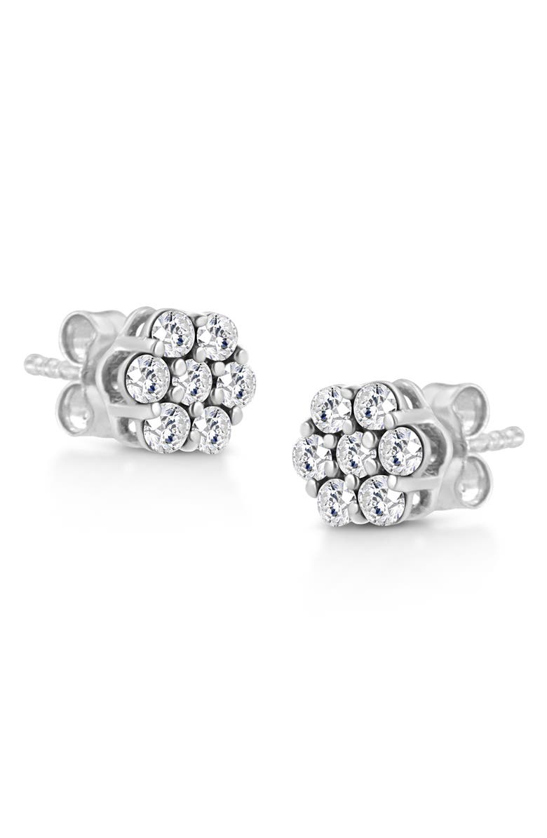 Haus of Brilliance 14K White Gold 1/2 Ct Prong RoundDiamond Flower Stud Earring, Alternate, color, White