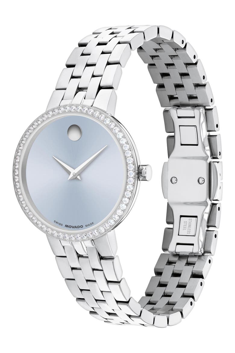 Museum Classic Lab Grown Diamond Bracelet Watch, 29.5mm, Alternate, color, BLUE