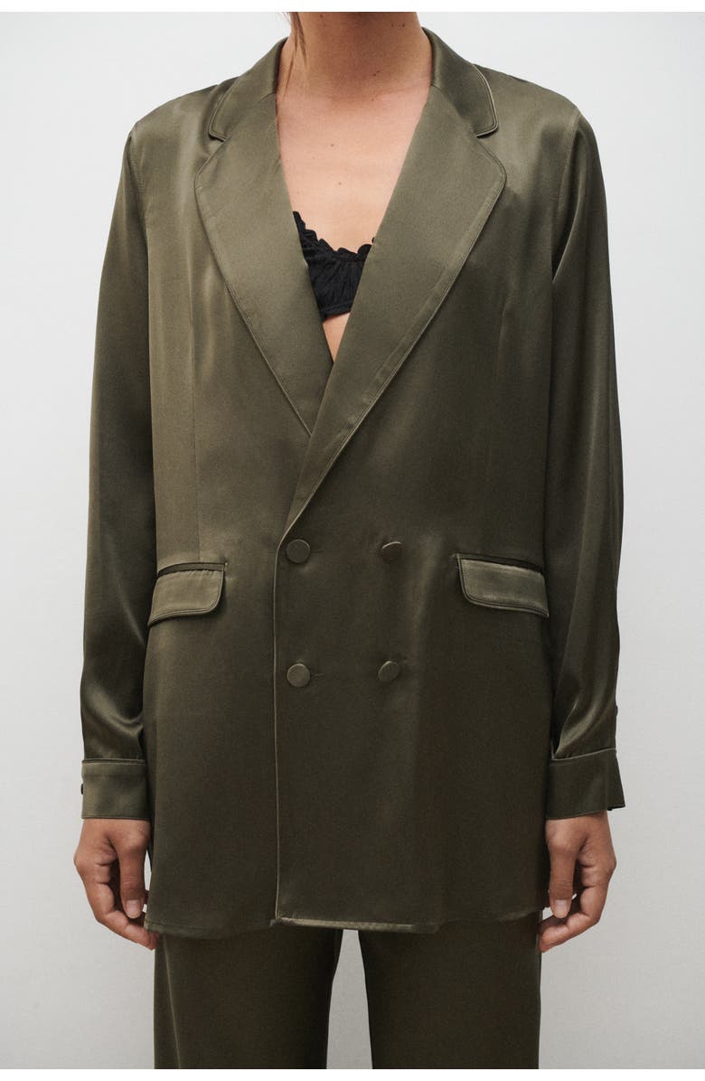 SILK LAUNDRY RELAXED BLAZER PINE, Alternate, color, Pine