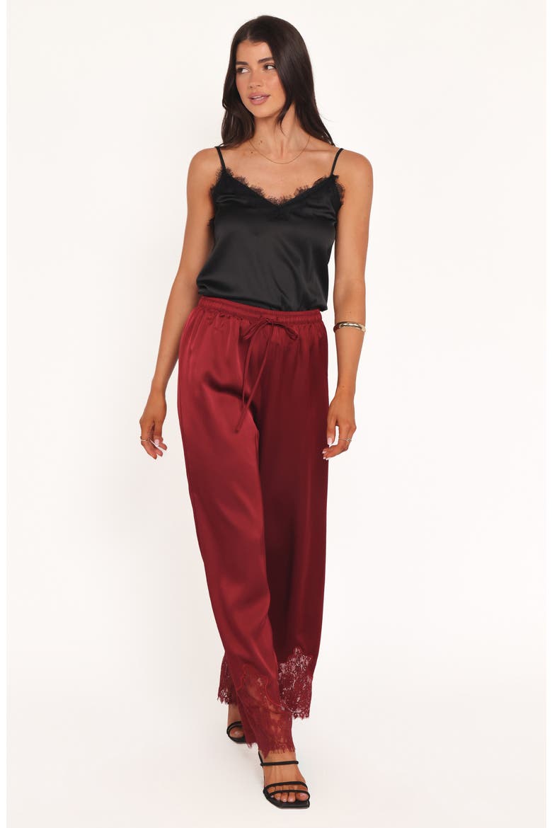 Viola Drawstring Waist Wide Leg Pants, Alternate, color, WINE