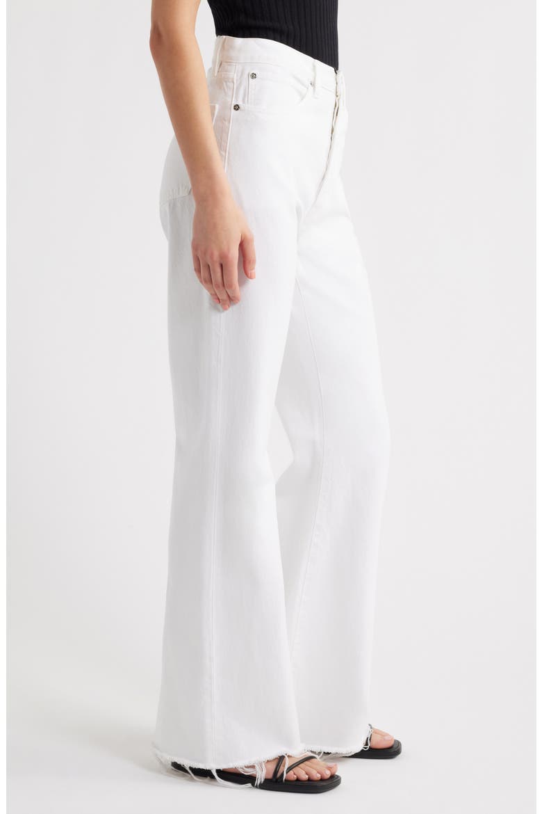 The Lax Frayed High Waist Flare Jeans, Alternate, color, WHITE RAW FRAY