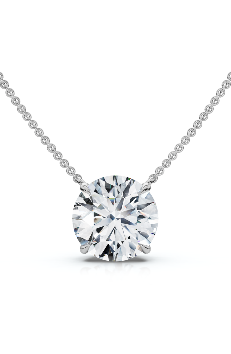 Bliss Diamond 1 1/2Ct Round Cut Solitaire Diamond Pendant 14k Gold Women's 18" Chain Lab Grown, Main, color, White Gold